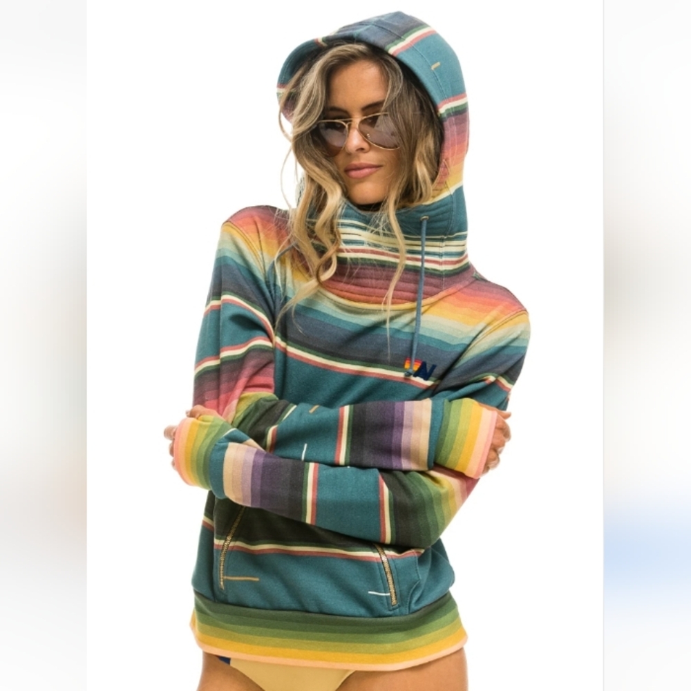 Aviator Nation Tulum Ninja Serape Pullover Hoodie XS